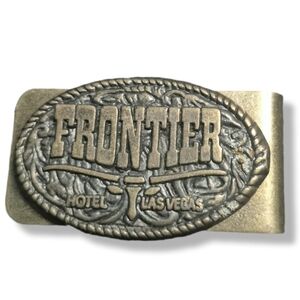 Vintage Frontier Las Vegas Hotel & Casino Brass Money Clip